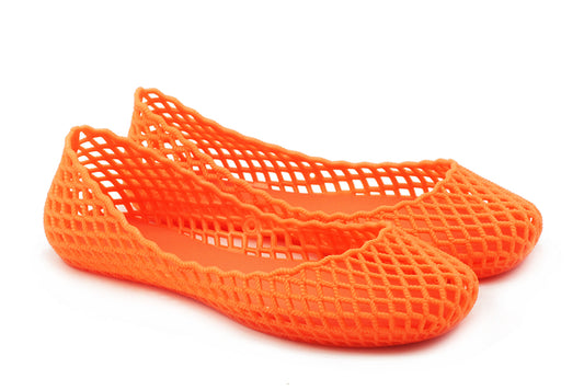 Jelly flats Closed round toe Slip on Open weave(solid colors)