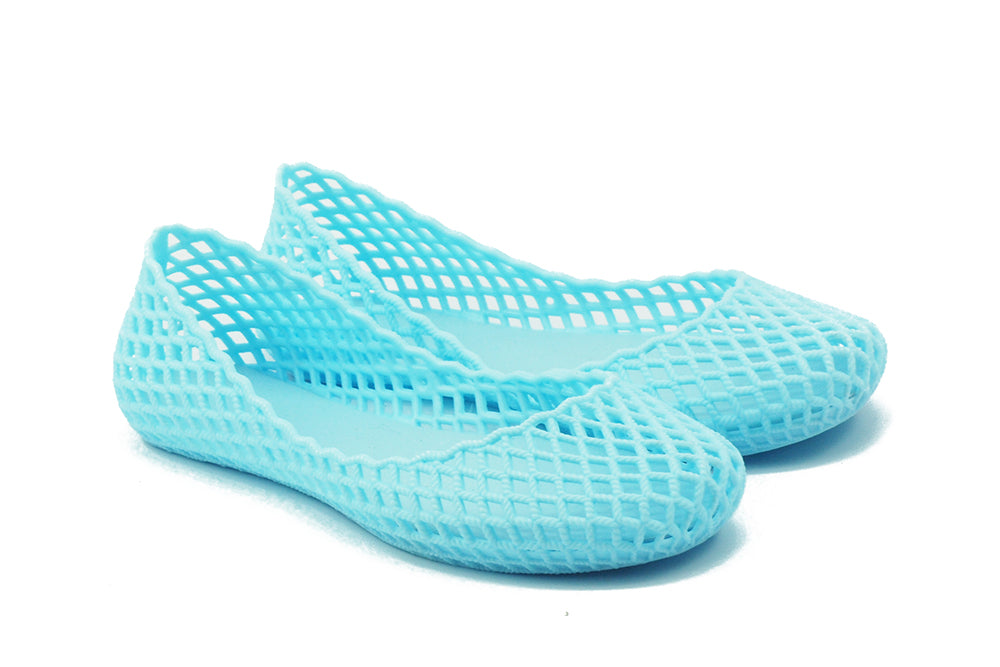 Jelly flats Closed round toe Slip on Open weave（solid colors）