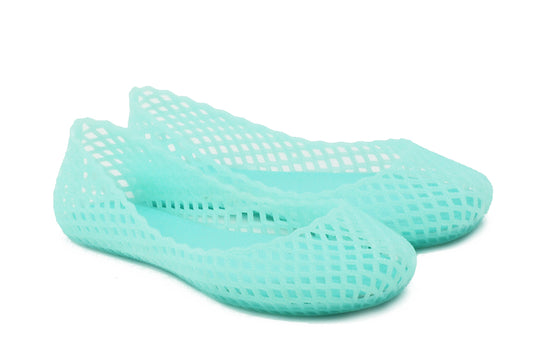 Jelly flats Closed round toe Slip on Open weave