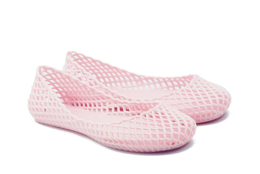 Jelly flats Closed round toe Slip on Open weave（solid colors）